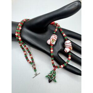 UNIQUE & COLORFUL MURANO ART GLASS  "CHRISTMAS" HOLIDAY FANCY NECKLACE BEAD XMAS